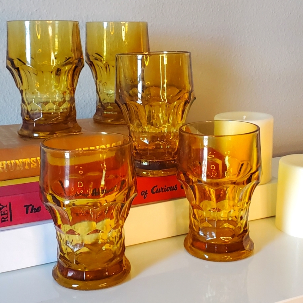 Amber Anchor Hocking Gregorian Glasses 5